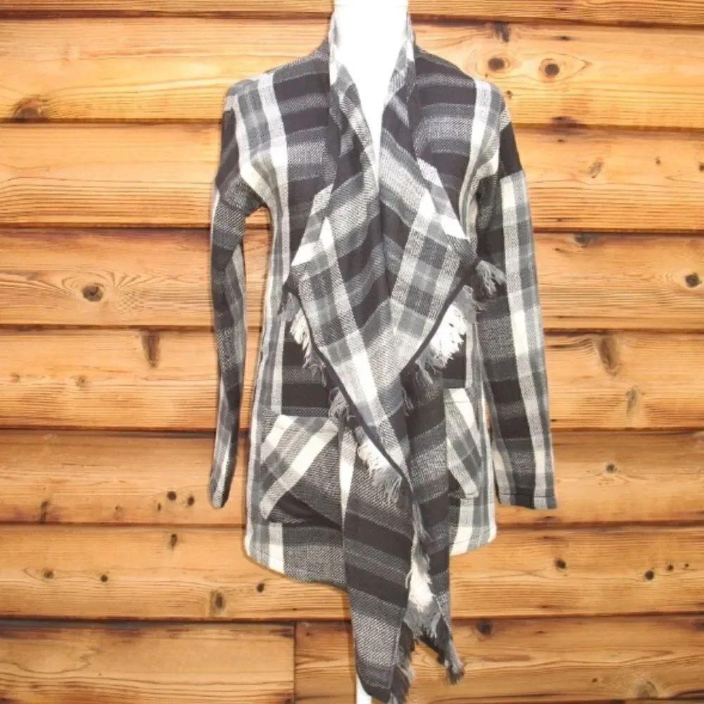 NWT Lucky Brand Black Gray Wrap Jacket Cardigan
